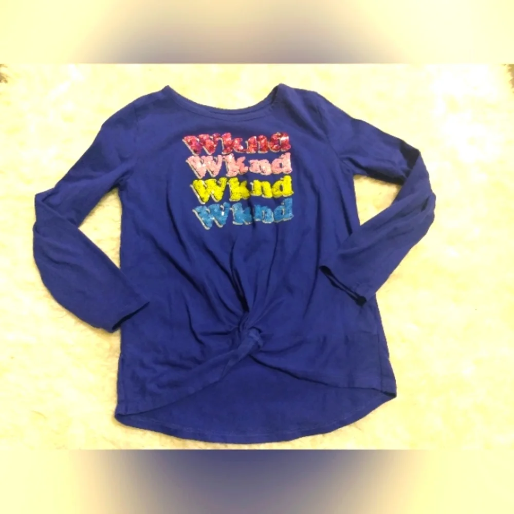The Children's Place Girls Size Small Blue Long Sleeve Tee with Colorful Graphic